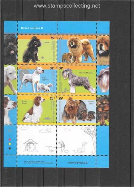 folder de 6 stamps dogs 