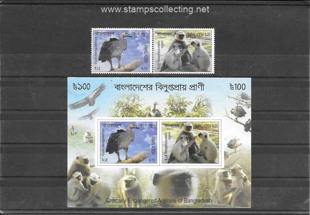 stamps y folder fauna variada