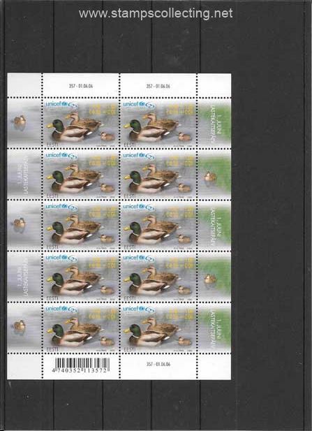 mini-pliego de 10 wildlife stamps-aves