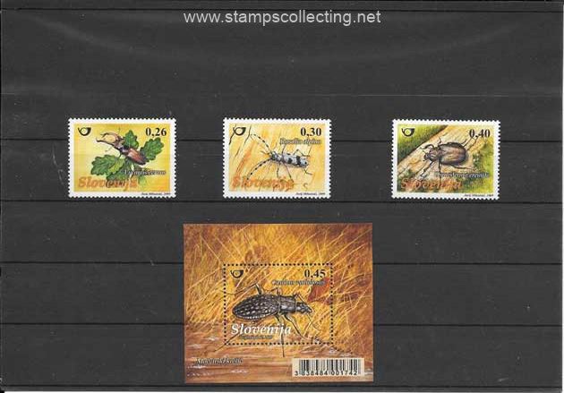 stamps y folder de coleopteros