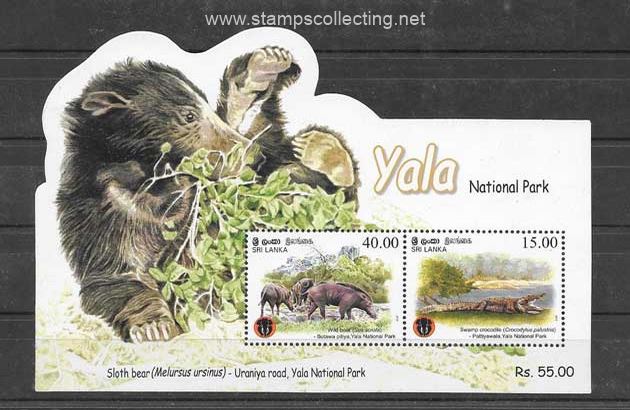 stamps blockss fauna parque Yala.